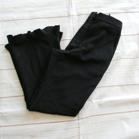 STELLA MCCARTNEY BLACK WOOL/MOHAIR PANTS RUFFLE HEM FLAT FRONT SZ IT 40 (4) - Picture 2 of 6
